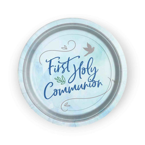 Picture of HOLY COMMUNION PAPER PLATES BLUE 23CM - 8 PACK